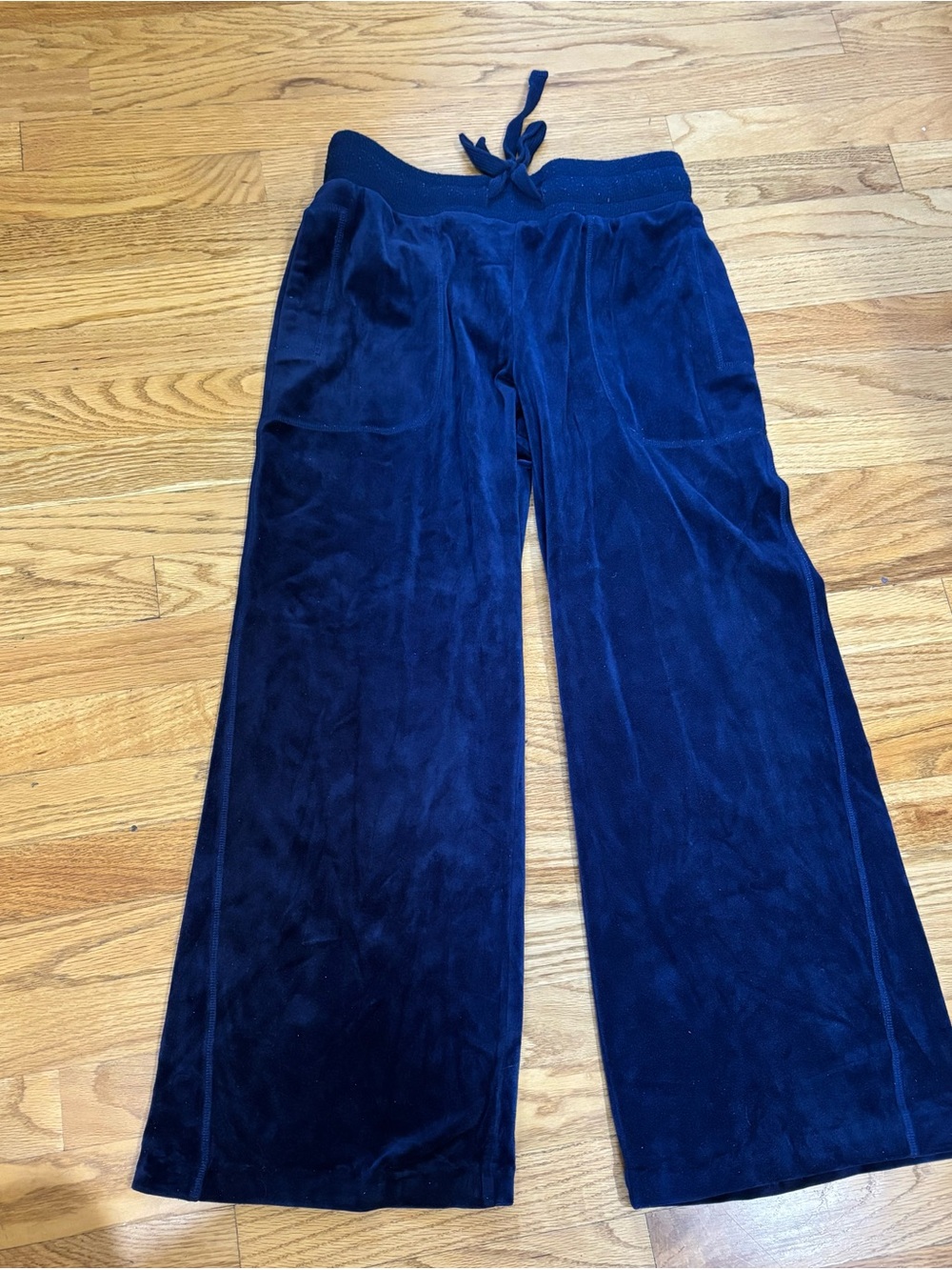 Laundry By Shelli Segal Girls Velvet Wide-Leg Joggers in Navy